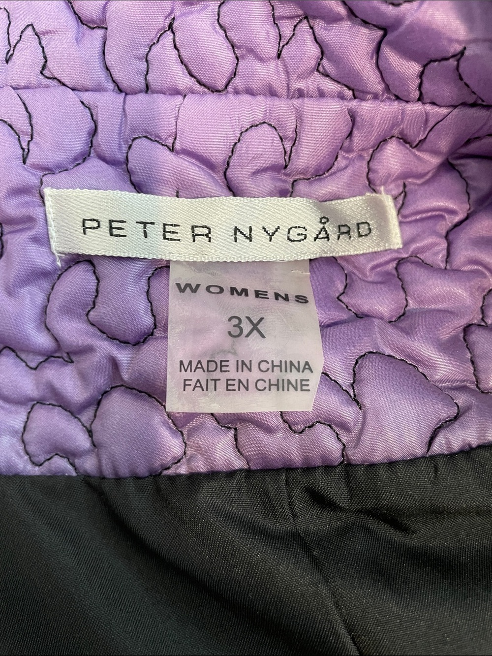 Peter Nygard Quilted Purple Ombré Fall/ Winter Faux Black Fur Trim 3x - Picture 7 of 9